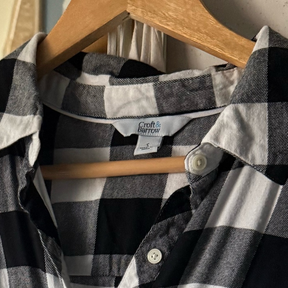 Black & white buffalo check shirt dress